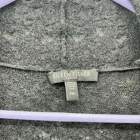 Eileen Fisher Cardigan petite, long length, open front, dark grey open stitch - Picture 3 of 7